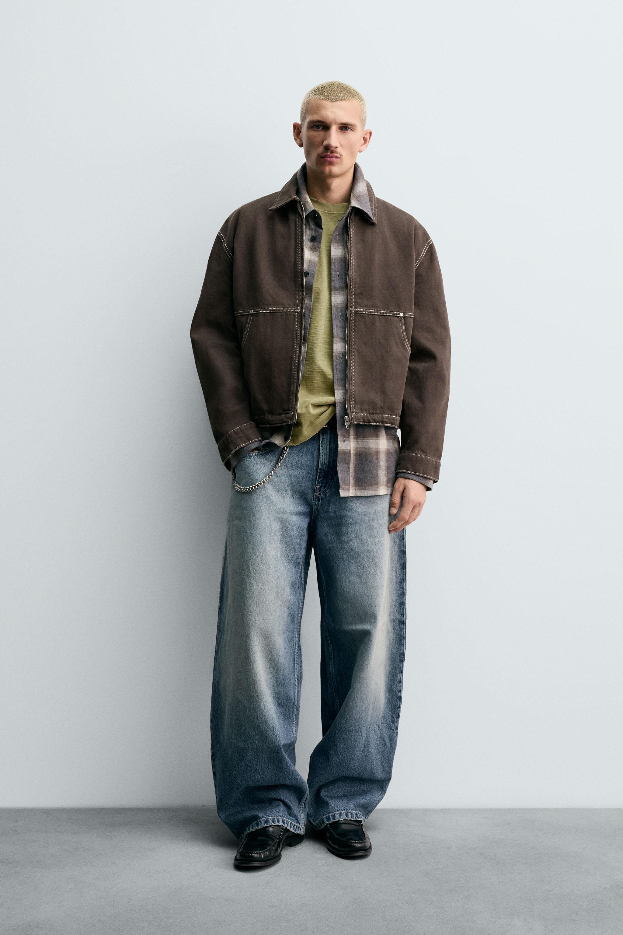 CONTRAST TEXTURED JACKET - Brown | ZARA United States