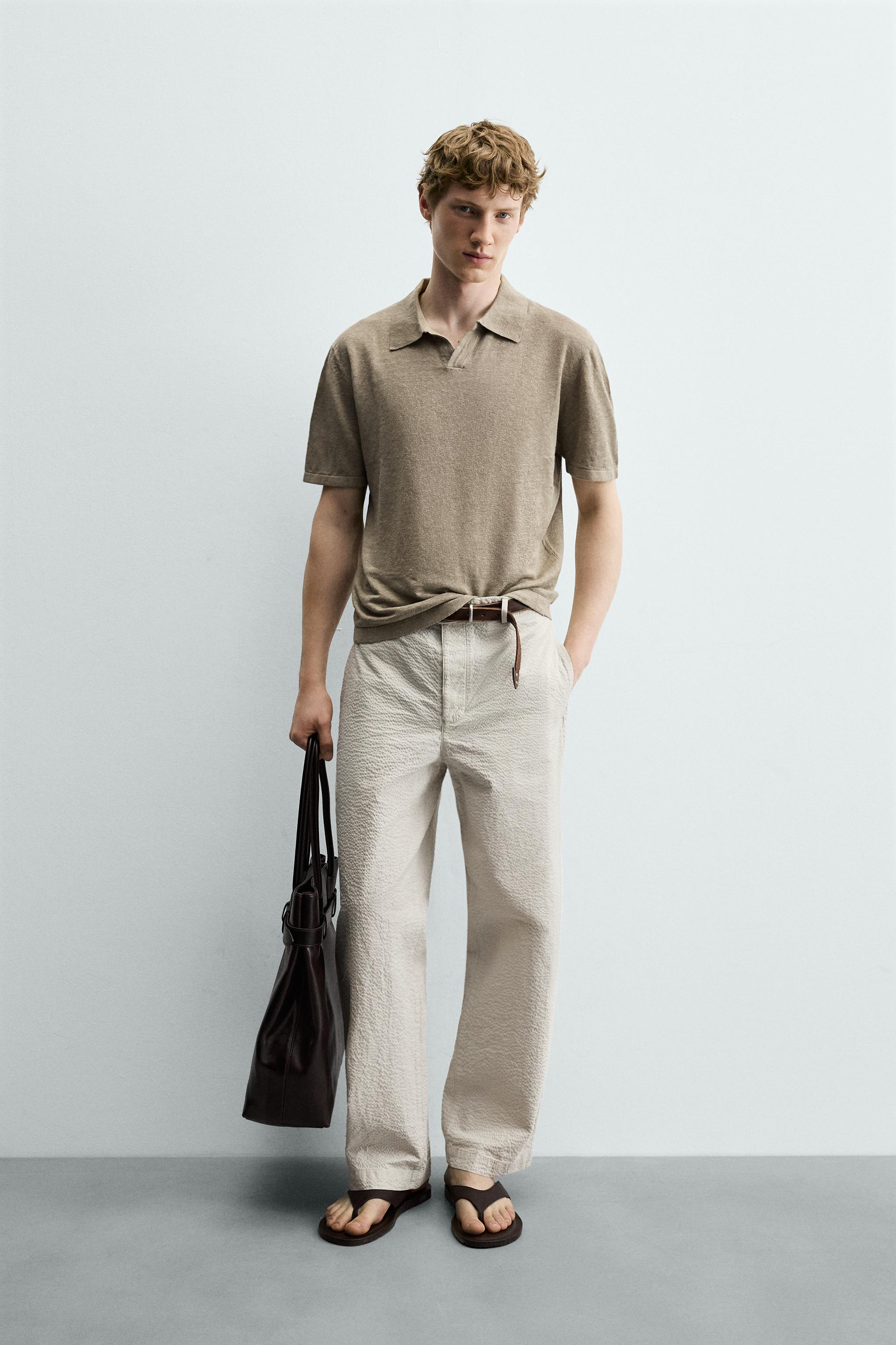 SEERSUCKER STRAIGHT FIT PANTS