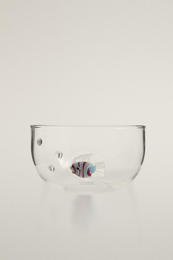 Zara BOROSILICATE BOWL WITH BUBBLES AND FISH - 藍色 - 圖片 0