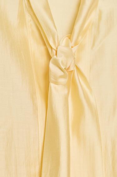 ZW COLLECTION SATIN SHIRT WITH TIES - Yellow by Zara - Image 8