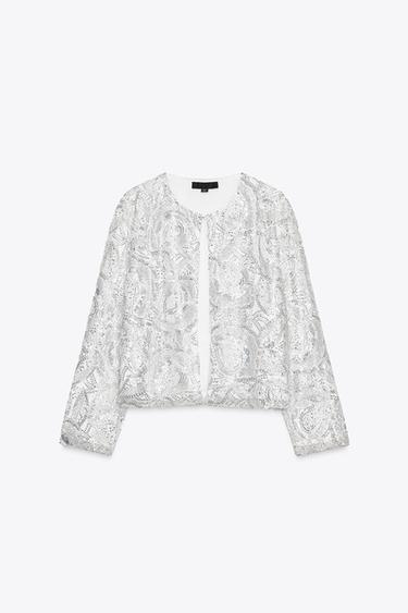 SEQUIN KNIT CARDIGAN - Silver by Zara - Image 5