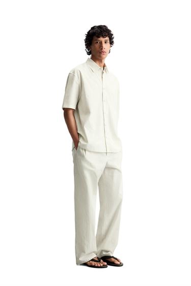 Zara COTTON-HEMP STRIPED SHIRT - Striped