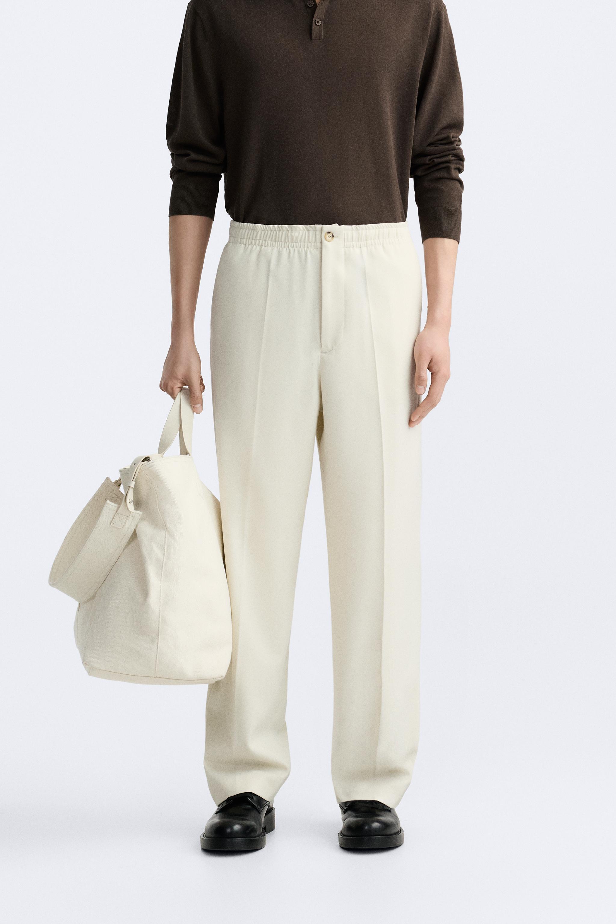 Zara cream leather discount joggers