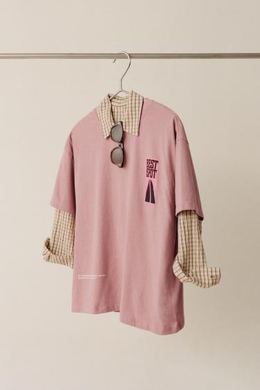 CAMISETA ESTAMPADA SURF - Rosa palo de Zara