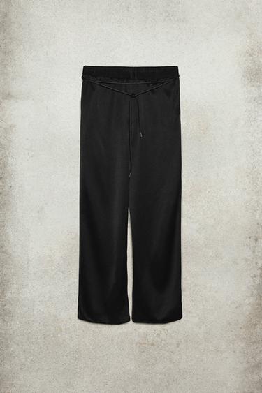 비스코스-울 벨트 팬츠 LUDOVIC DE SAINT SERNIN x ZARA - Zara 블랙