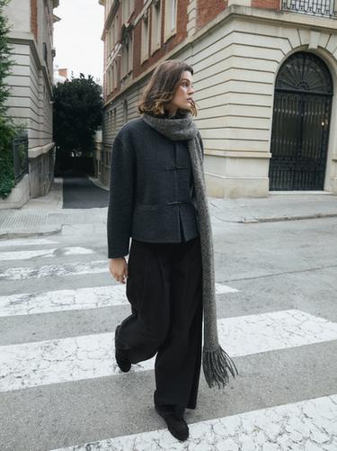 Zara Darted wide-leg trousers - Black