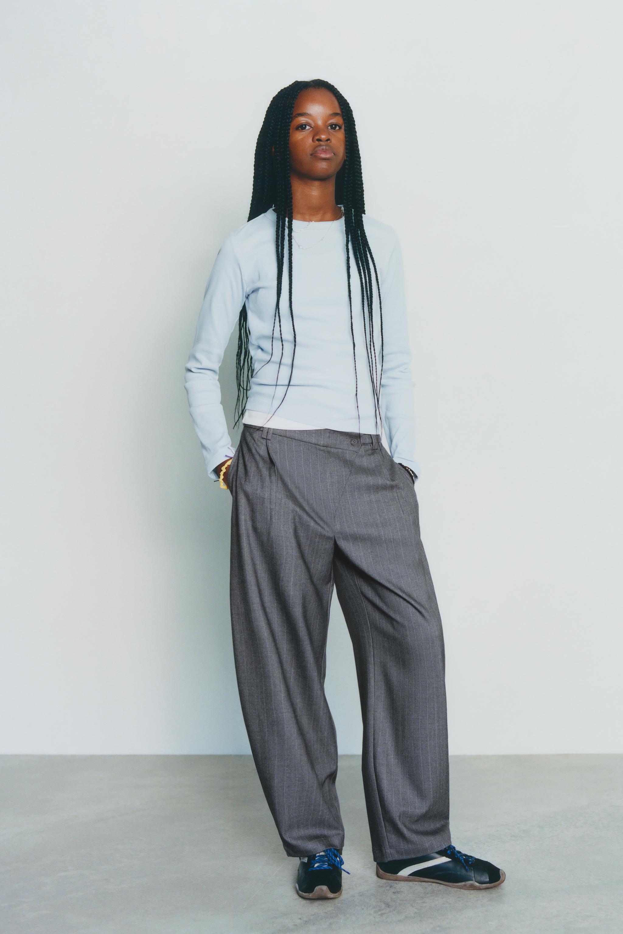 Детские брюки Zara WRAP WAIST BARREL TAILORED PANTS