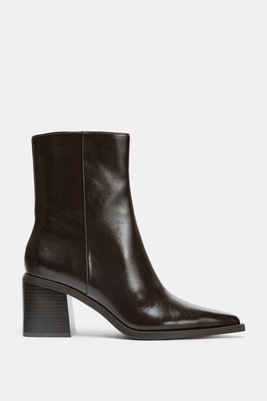 WIDE-HEEL ANKLE BOOTS - Brown by Zara