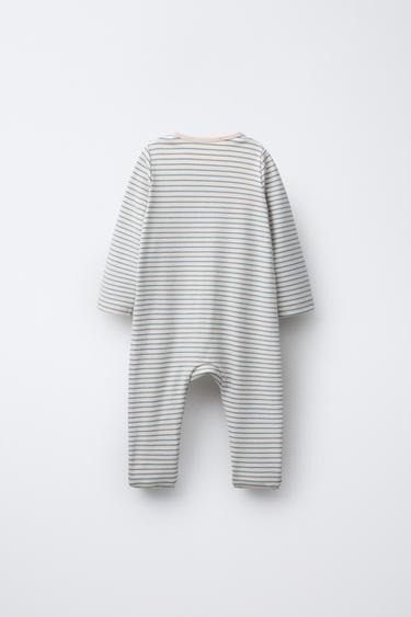 STRIPED SLEEPSUIT WITH CONVERTIBLE FOOT - Bluish by Zara - Image 1