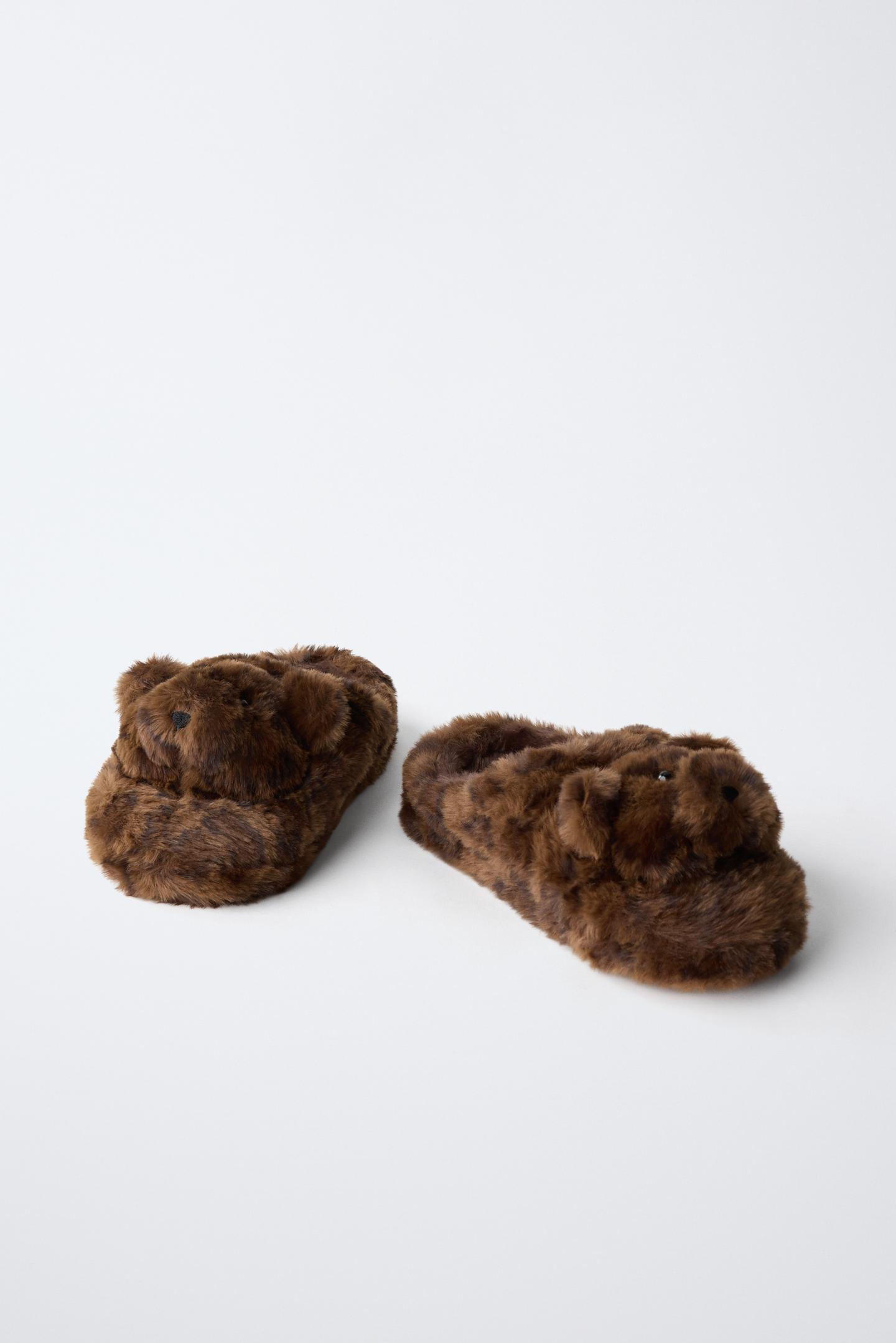 Детские тапочки Zara Bear Slippers, цвет: Коричневый — фото 3