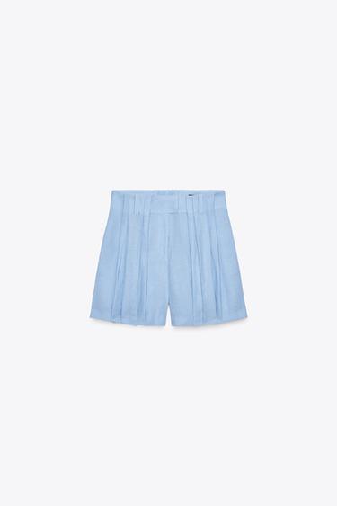 SHORTS LIN 100% ZW COLLECTION - Bleu clair de Zara - Image 10