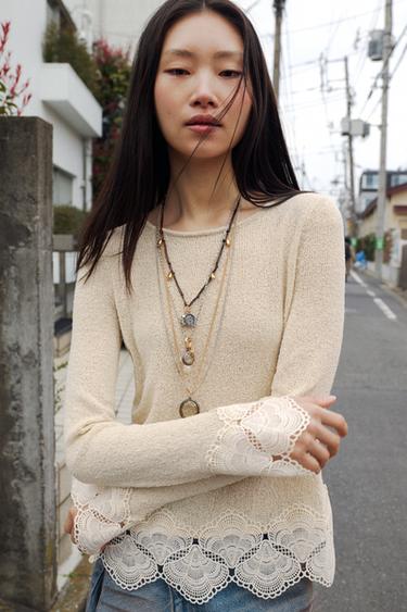 RUSTIC CROCHET TOP - Sand by Zara