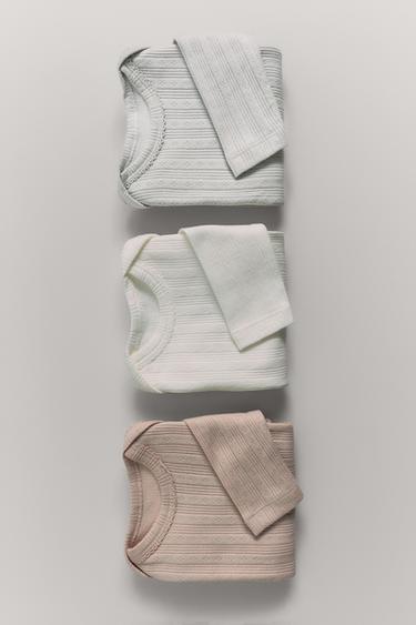 Zara 6 MONTHS-3 YEARS/ THREE-PACK OF LONG SLEEVE BODYSUITS - Multicolored