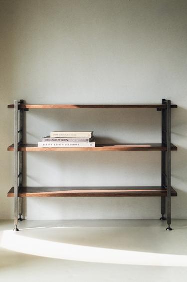 LOW STEEL AND WOOD SHELVING UNIT - Brown by Zara