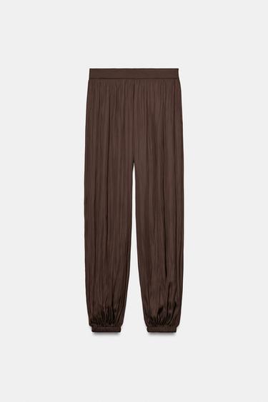 SATIN SAROUEL TROUSERS - Brown by Zara - Image 5