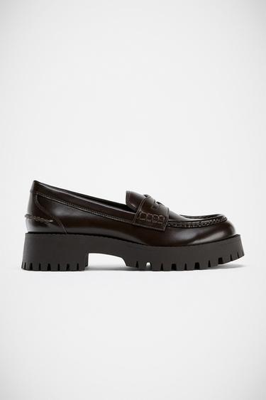 Zara LUG SOLE LOAFERS - Brown