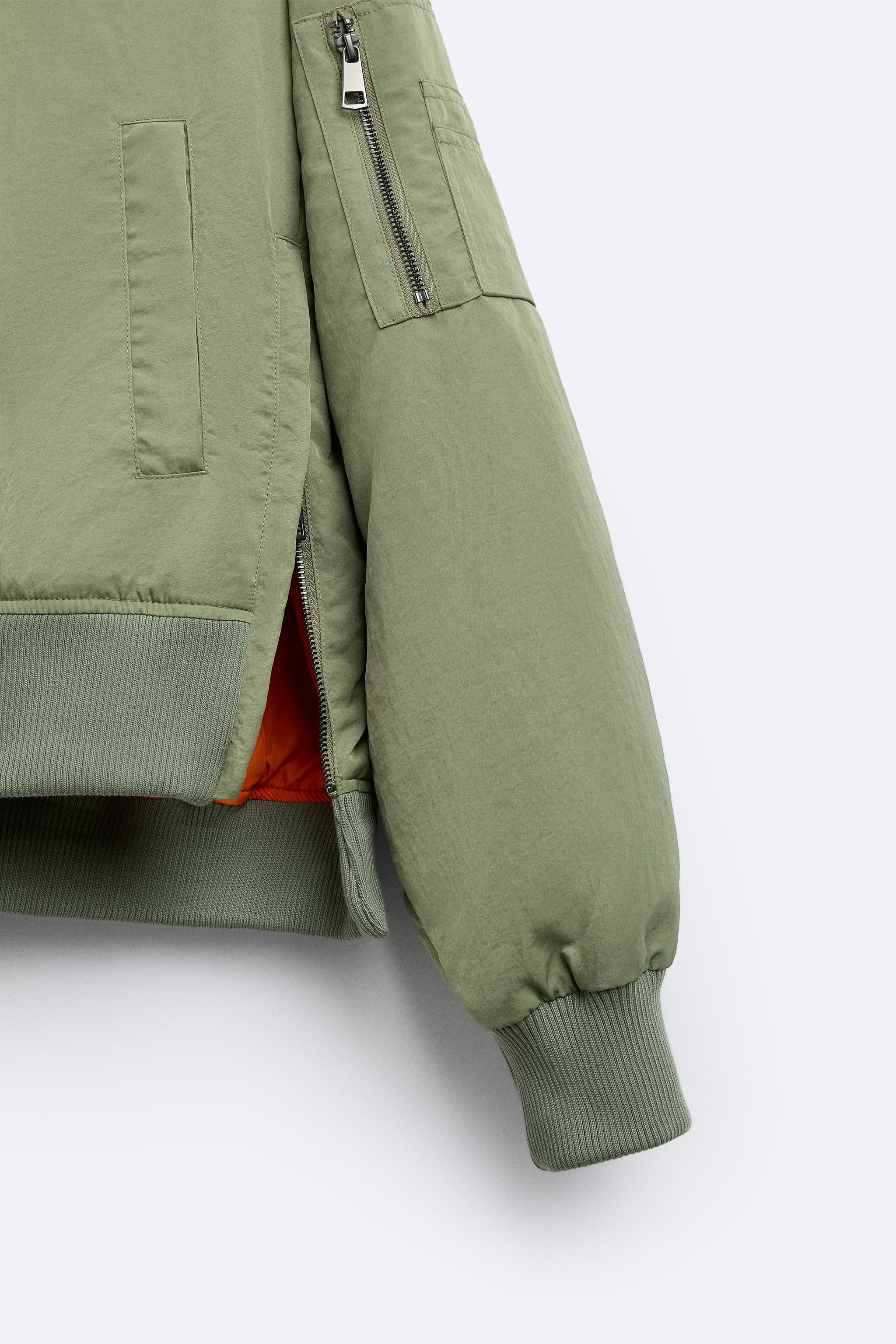 Olive green cheap bomber jacket zara