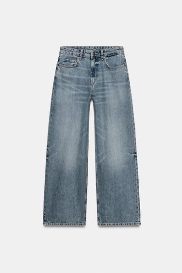 ZW COLLECTION RELAXED WIDE-LEG LOW-RISE JEANS - Mid-blue by Zara