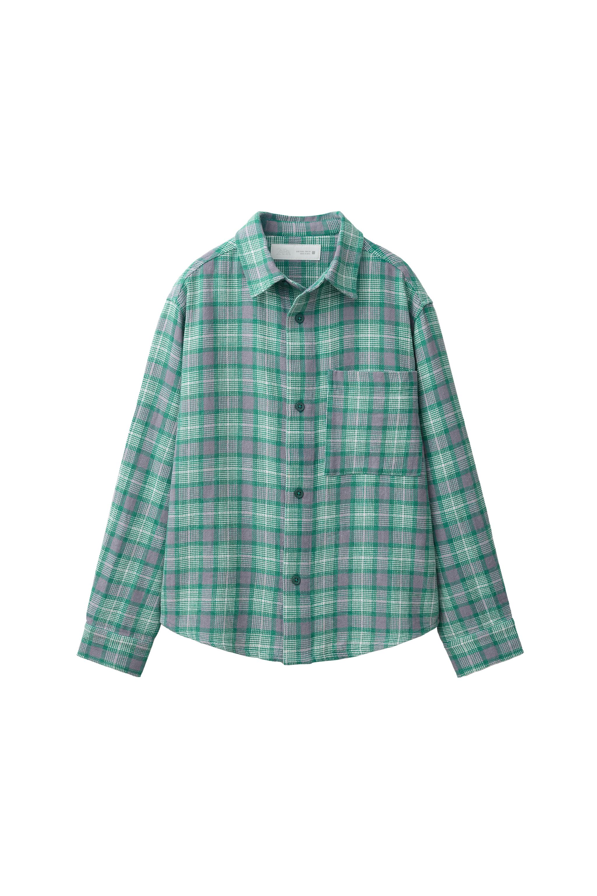 PLAID PRINT SHIRT - Mid-green | ZARA United States