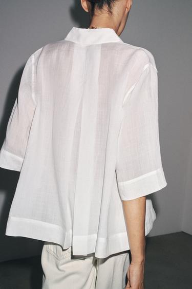CHEMISE AVEC RAMIE ZW COLLECTION - Blanc de Zara - Image 2