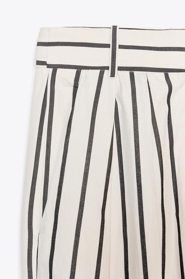 ZW COLLECTION STRIPED TROUSERS WITH DARTS - Navy / White by Zara - Image 3