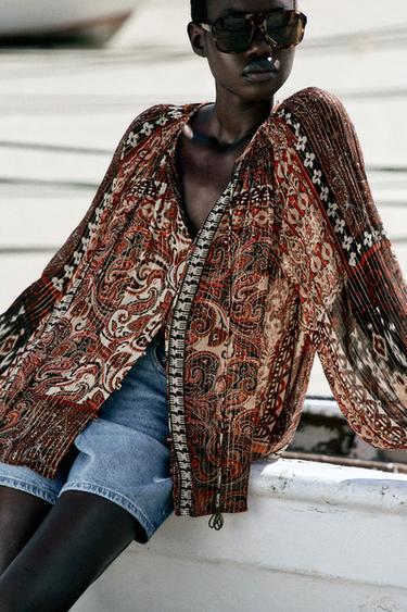METALLIC THREAD PRINTED BLOUSE - Multicoloured by Zara - Image 0