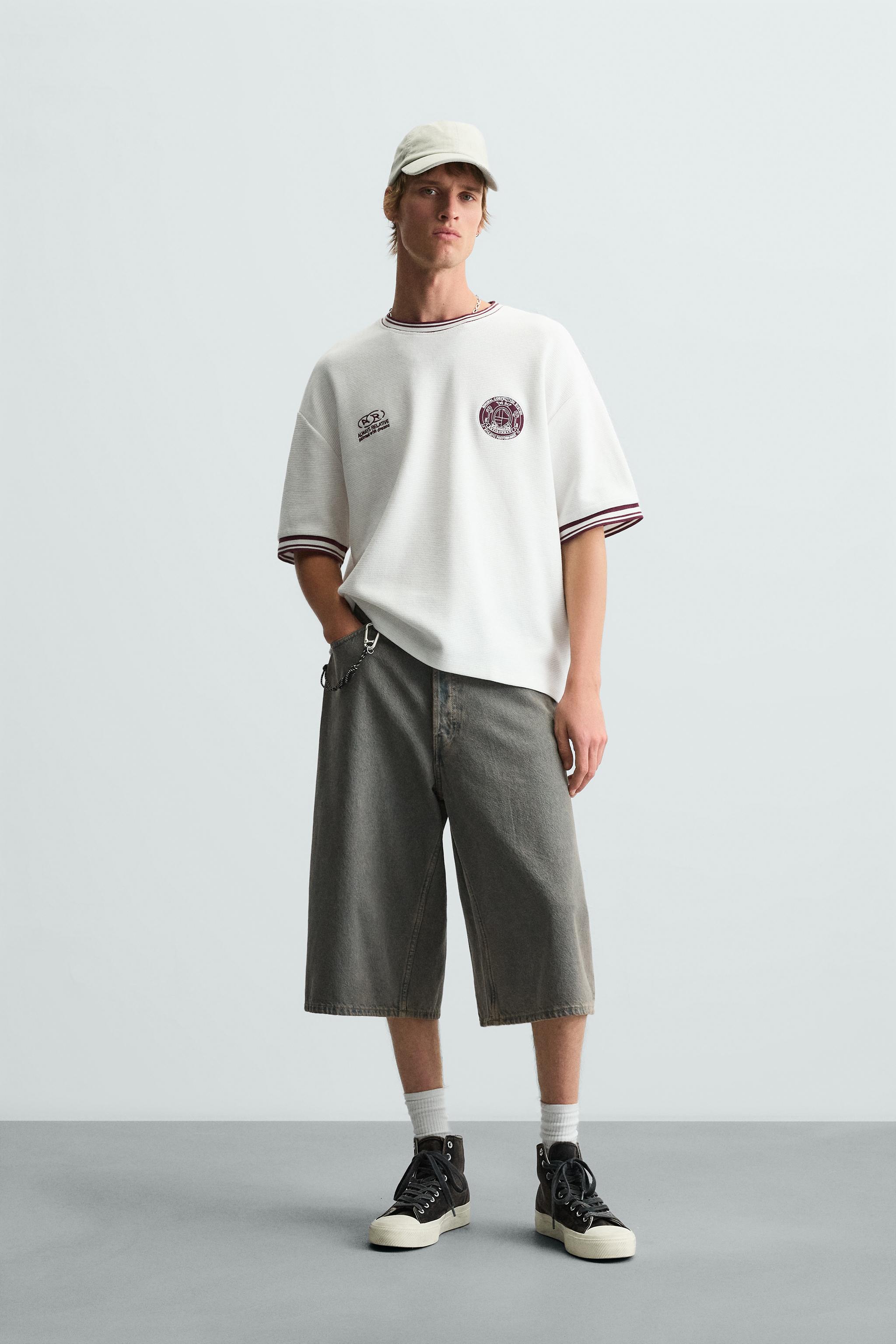 RETRO FOOTBALL TEXTURED T-SHIRT - Oyster-white | ZARA South Africa