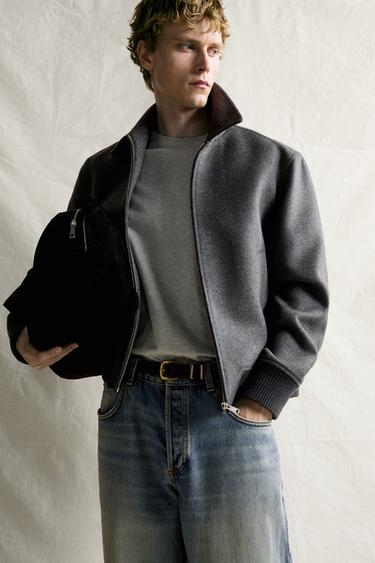 WOOL-BLEND REGULAR-FIT JACKET — Gray marl 1