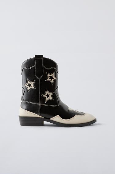STAR COWBOY ANKLE BOOTS - Black by Zara