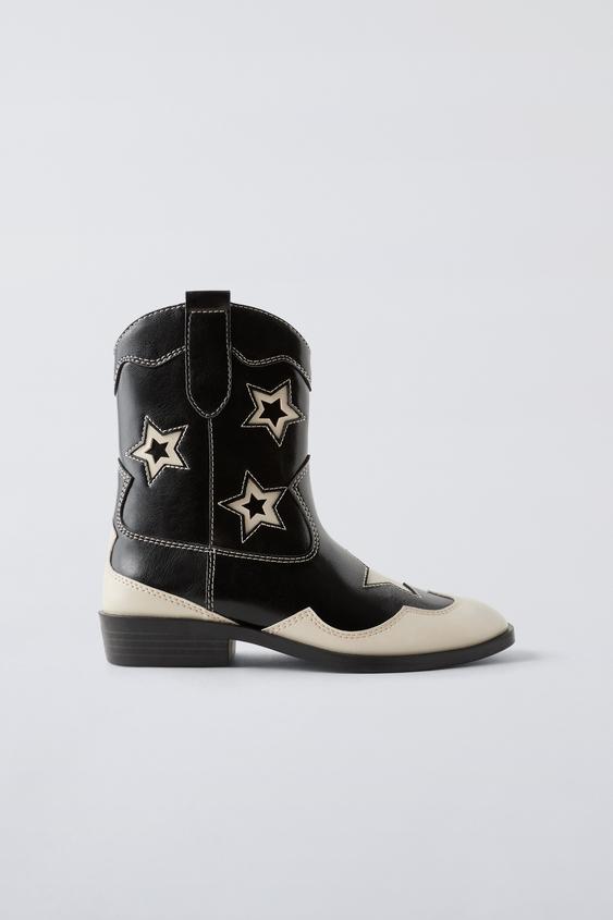 STAR COWBOY ANKLE BOOTS Black ZARA Singapore