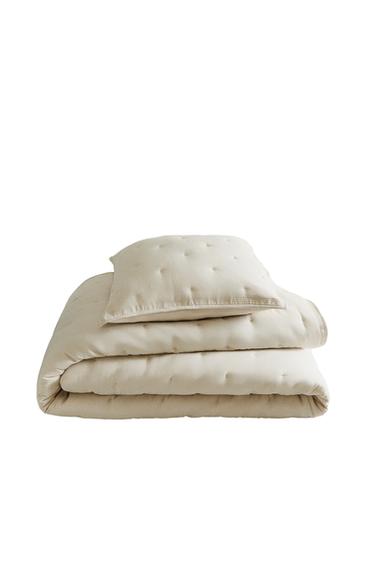 MICROFIBRE QUILTED BEDSPREAD - Light beige by Zara