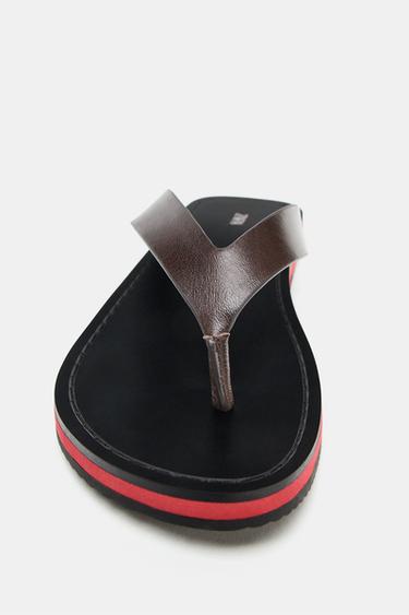 SANDALES PLATES EN CUIR - Multicolore de Zara - Image 3