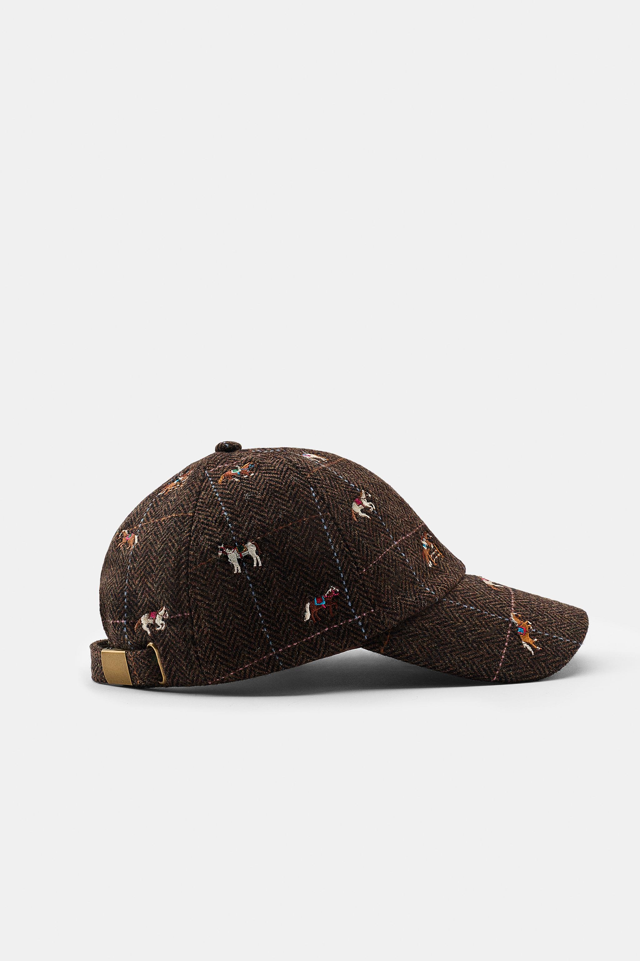 WOOL BLEND HORSE EMBROIDERY CAP