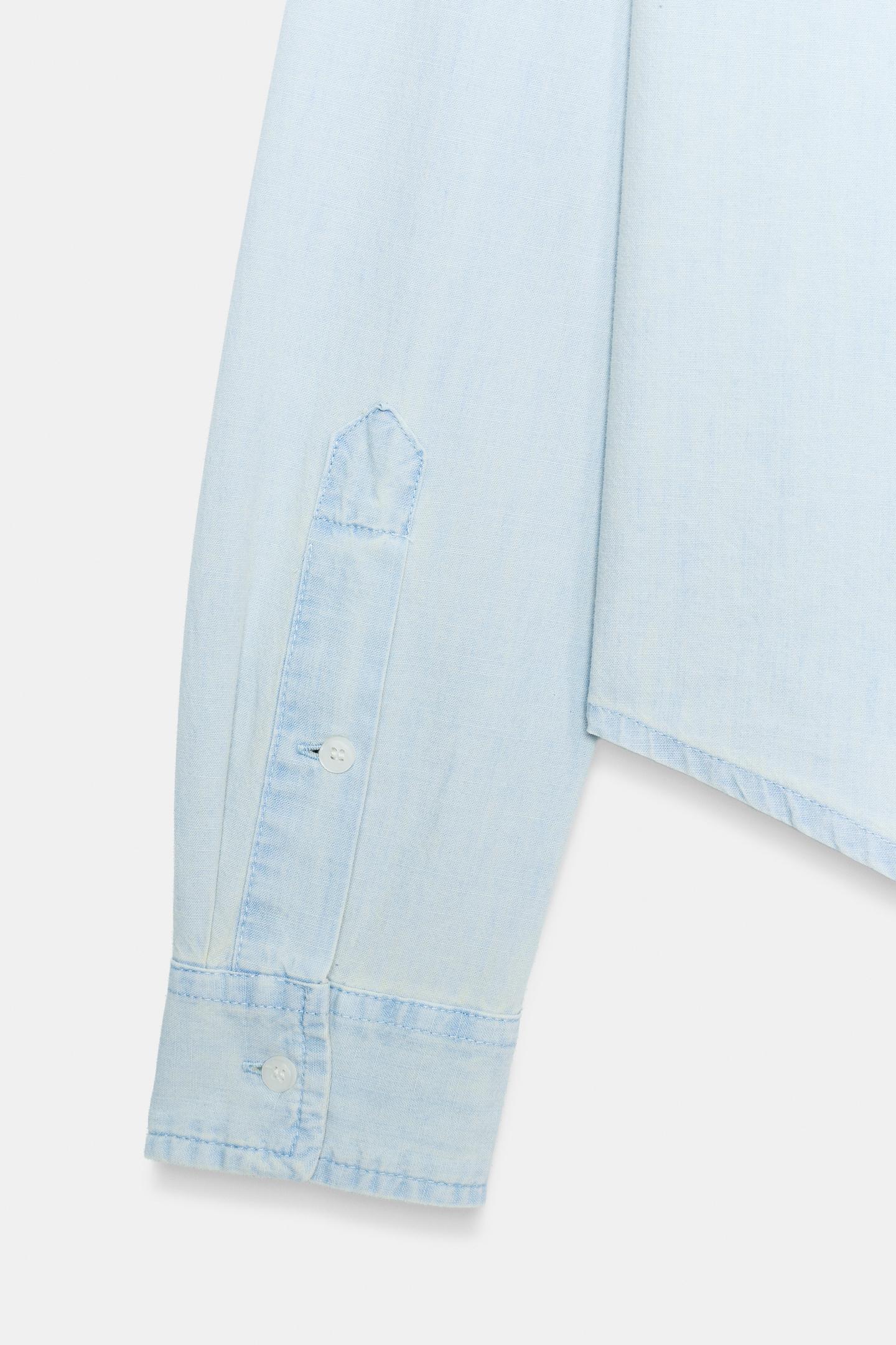 Женская рубашка Zara Fruit OF the Loom™ Denim Shirt, цвет: Синий — фото 5