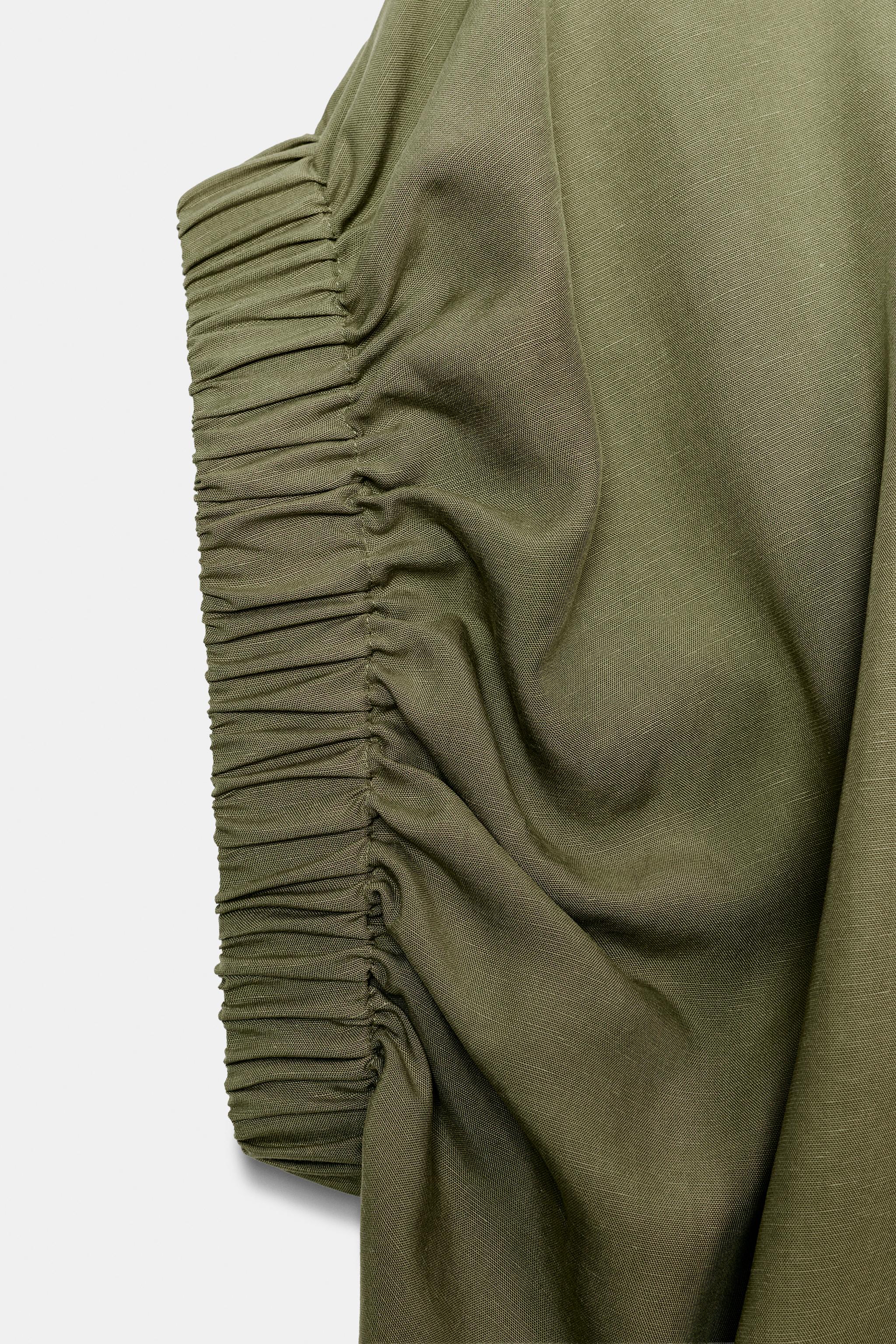 Женские рубашки Zara DRAPED SLEEVE SHIRT — фото 8