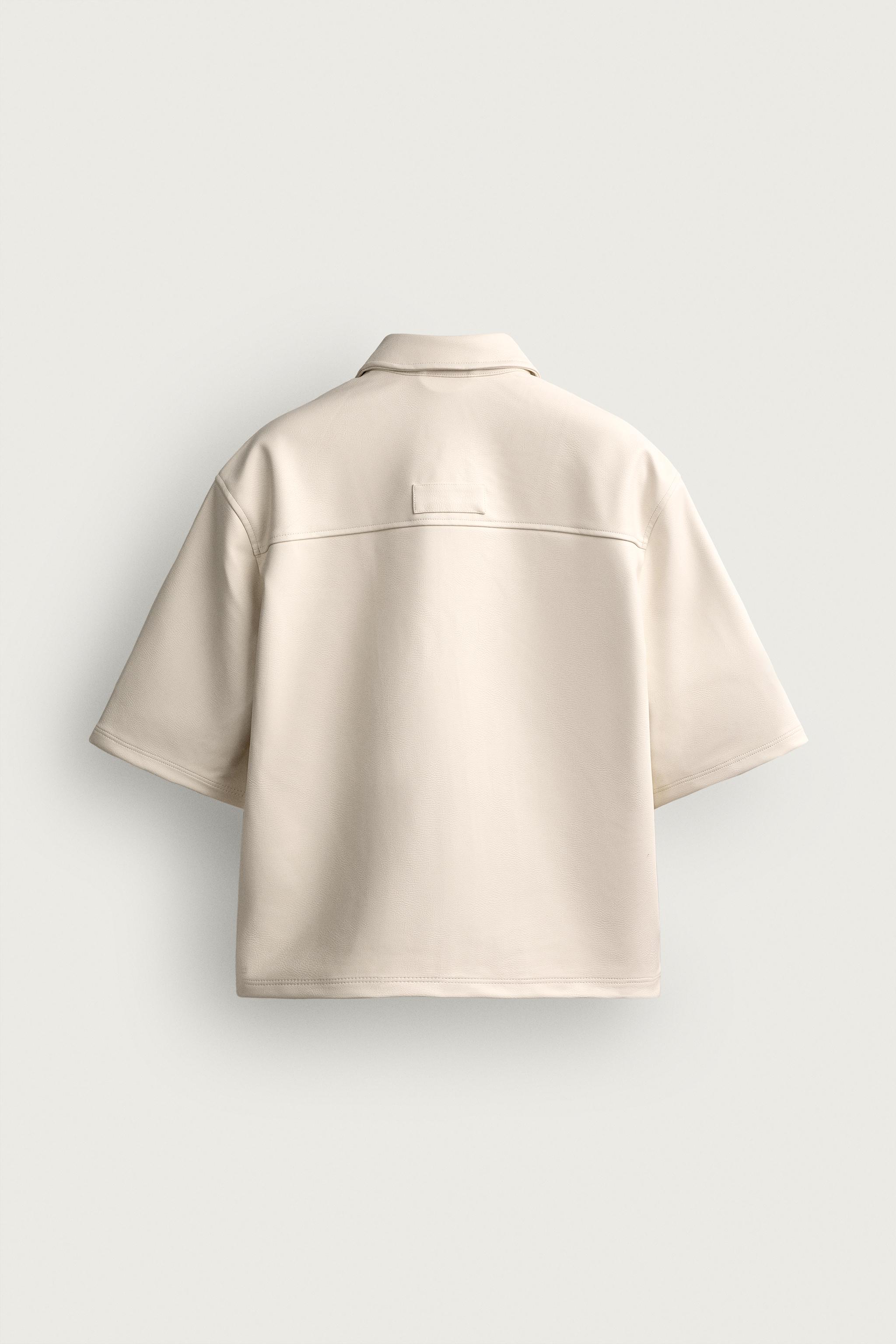 Zara FAUX LEATHER RELAXED FIT OVERSHIRT — фото 8