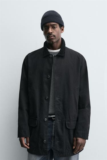 TRENCH EN DENIM À COL COMBINÉ - Noir de Zara - Image 1