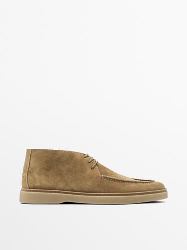 Chaussures montantes souples croûte de cuir - Marron clair de Zara - Image 0