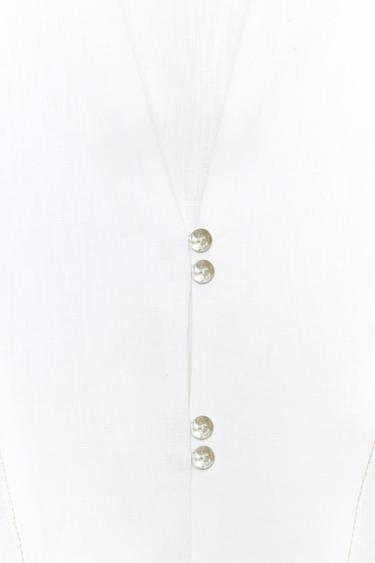 100% LINEN KIMONO SHIRT - White by Zara - Image 9