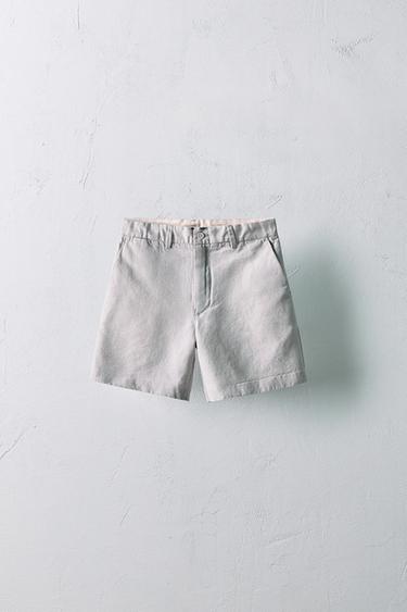 6-10 ANS/ BERMUDA AVEC LIN ÉDITION LIMITÉE - Gris clair de Zara - Image 0