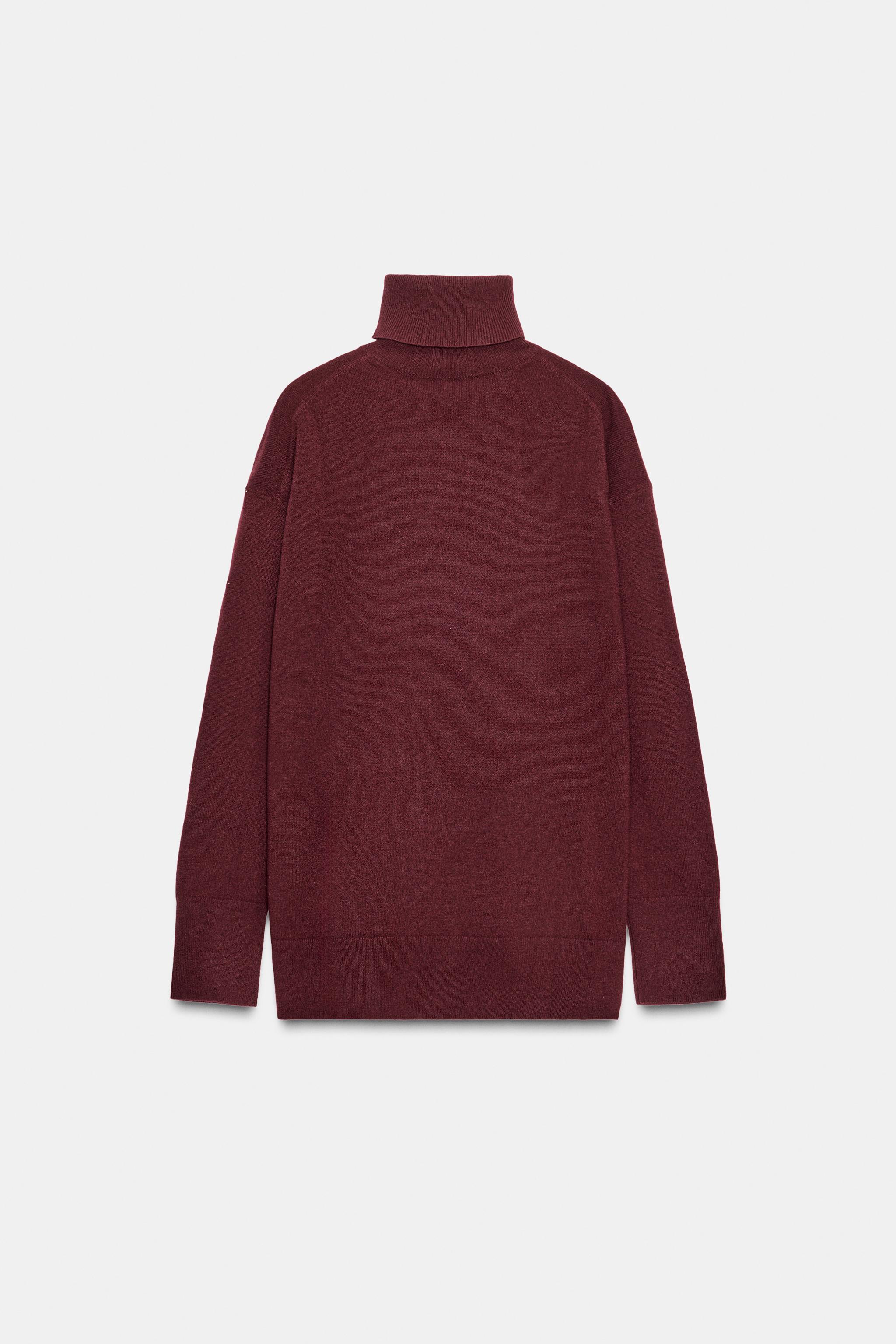 100% WOOL OVERSIZED HIGH COLLAR JUMPER - Maroon | ZARA United States