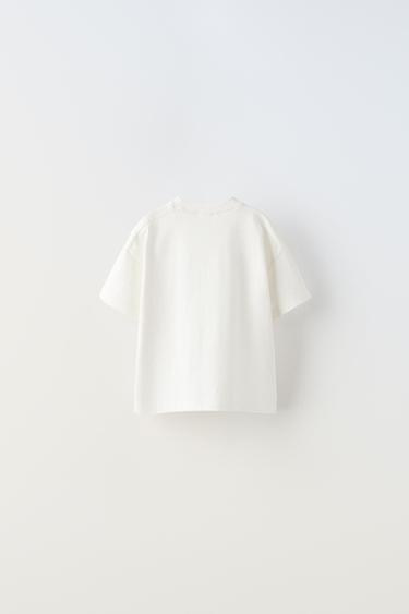 T-SHIRT AVEC ÉTIQUETTE SEMI-ÉPAIS - Blanc de Zara - Image 4
