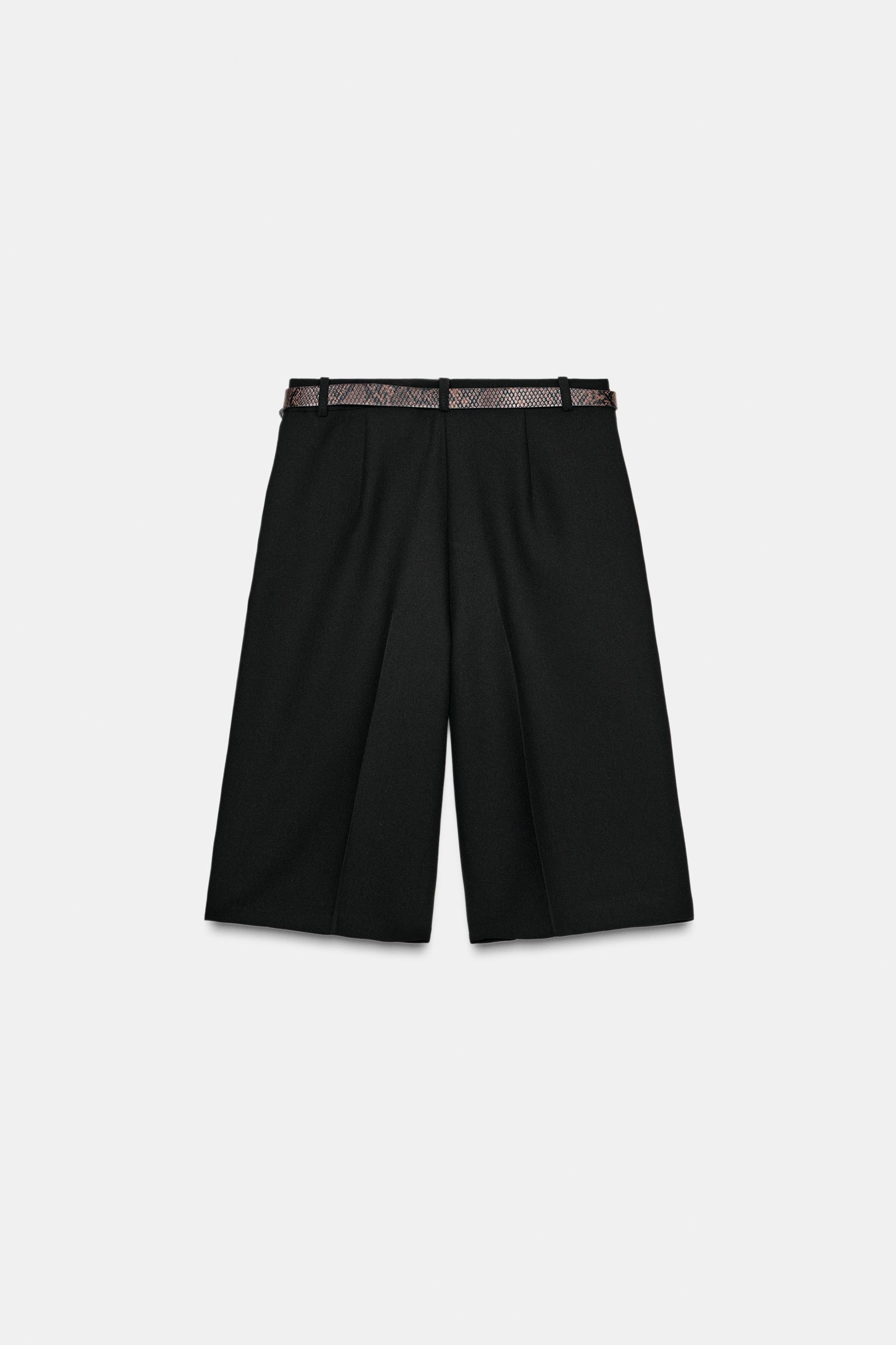 black dress shorts zara ZW COLLECTION LIMITED EDITION LEATHER SHORTS - Black