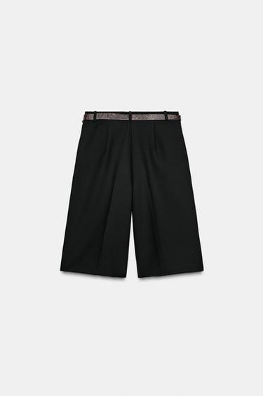 SHORT LONG AVEC CEINTURE - Noir de Zara - Image 6