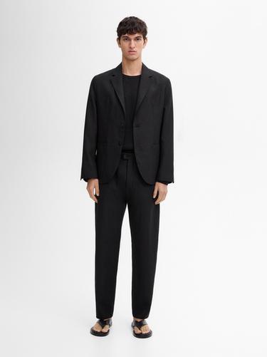 Zara 100% linen suit blazer - Black - Image 0