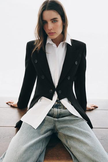 ZW COLLECTION ASYMMETRIC BLAZER - Black by Zara