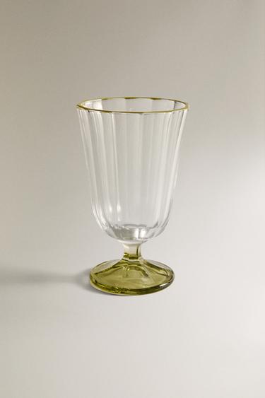 VERRE À PIED VERRE FILET COLORÉ - Vert de Zara - Image 0
