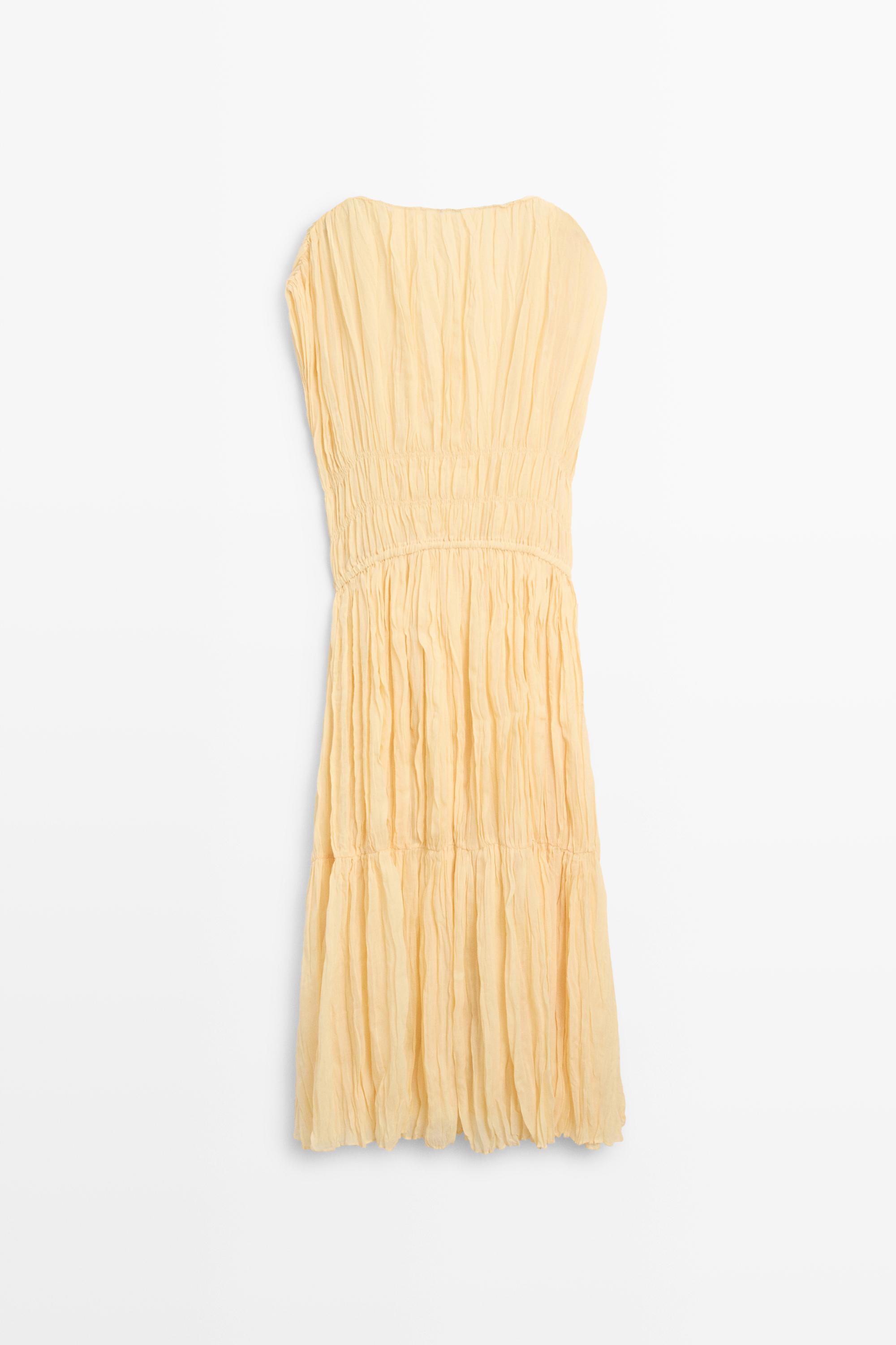 zara flowy gathered dress Zara - Voluminous Gauze Midi Dress - Bubble Gum - Xl