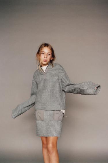 KNIT SWEATER - Grey / Blue by Zara