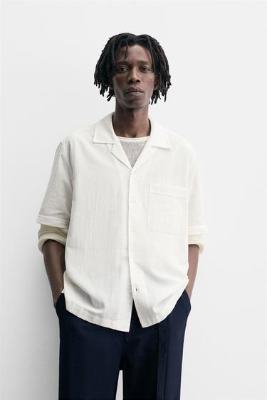 RELAXED FIT TEXTURED SHIRT - White by Zara